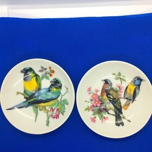 TWO VINTAGE HAND PAINTED JAPAN BIRD MINI TRINKET DISHES